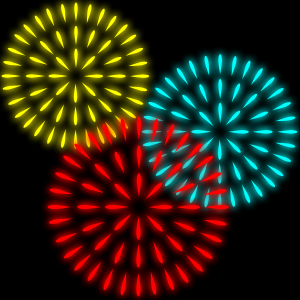 花火（３色）の無料背景画像