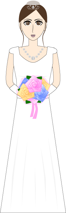 花嫁（ウエディングドレス）の無料イラスト