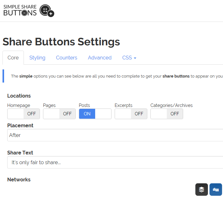 Simple Share Buttons Adder の設定
