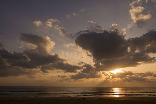 フリー写真素材231「海岸と夕日」