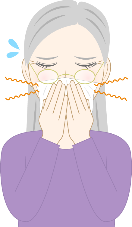 鼻づまりの高齢女性のフリー素材1