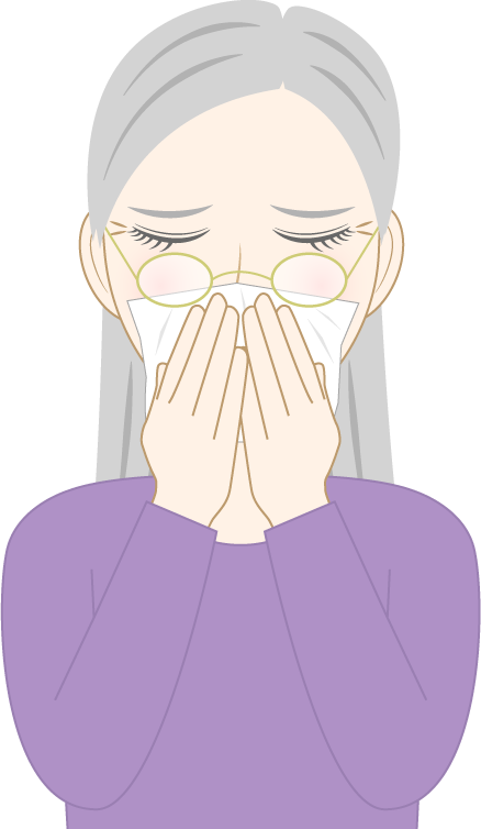鼻づまりの高齢女性のフリー素材2