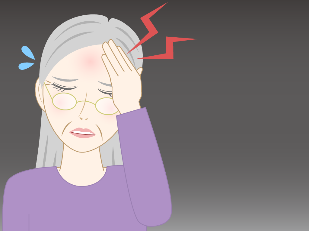 頭が痛い高齢女性のフリー素材10