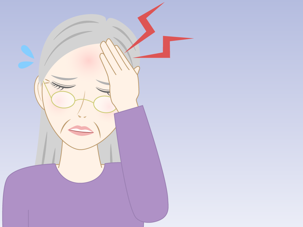 頭が痛い高齢女性のフリー素材6