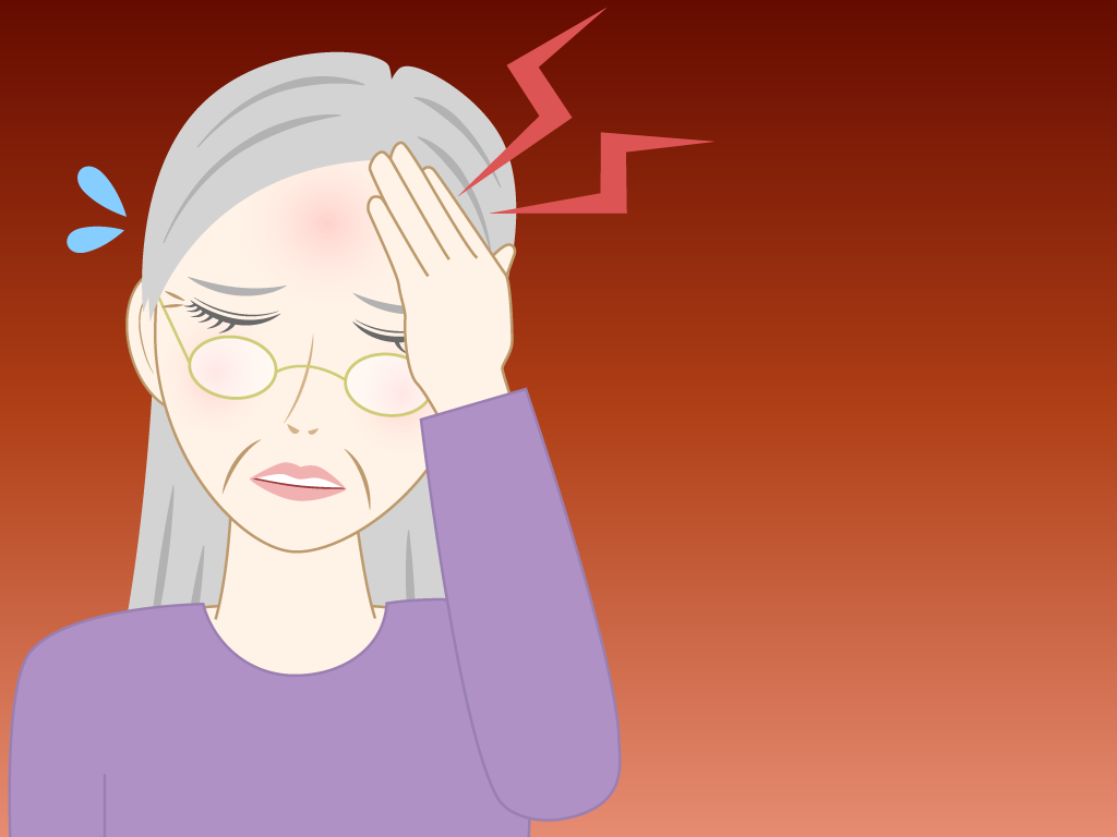 頭が痛い高齢女性のフリー素材9