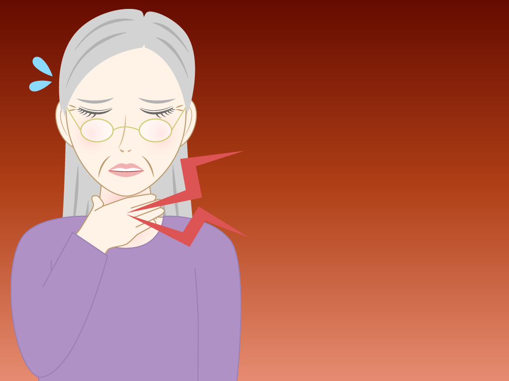 喉が痛い高齢女性のフリー素材9
