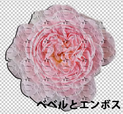 Photoshop CS5 ベベルとエンボスを適用した花の画像