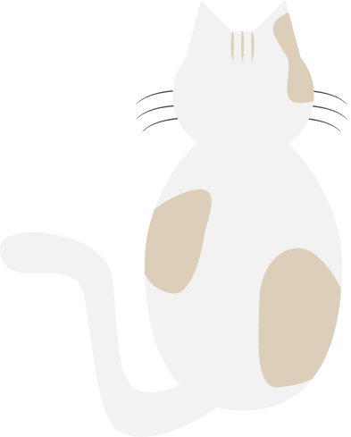 白い猫（後ろ姿）の無料イラスト